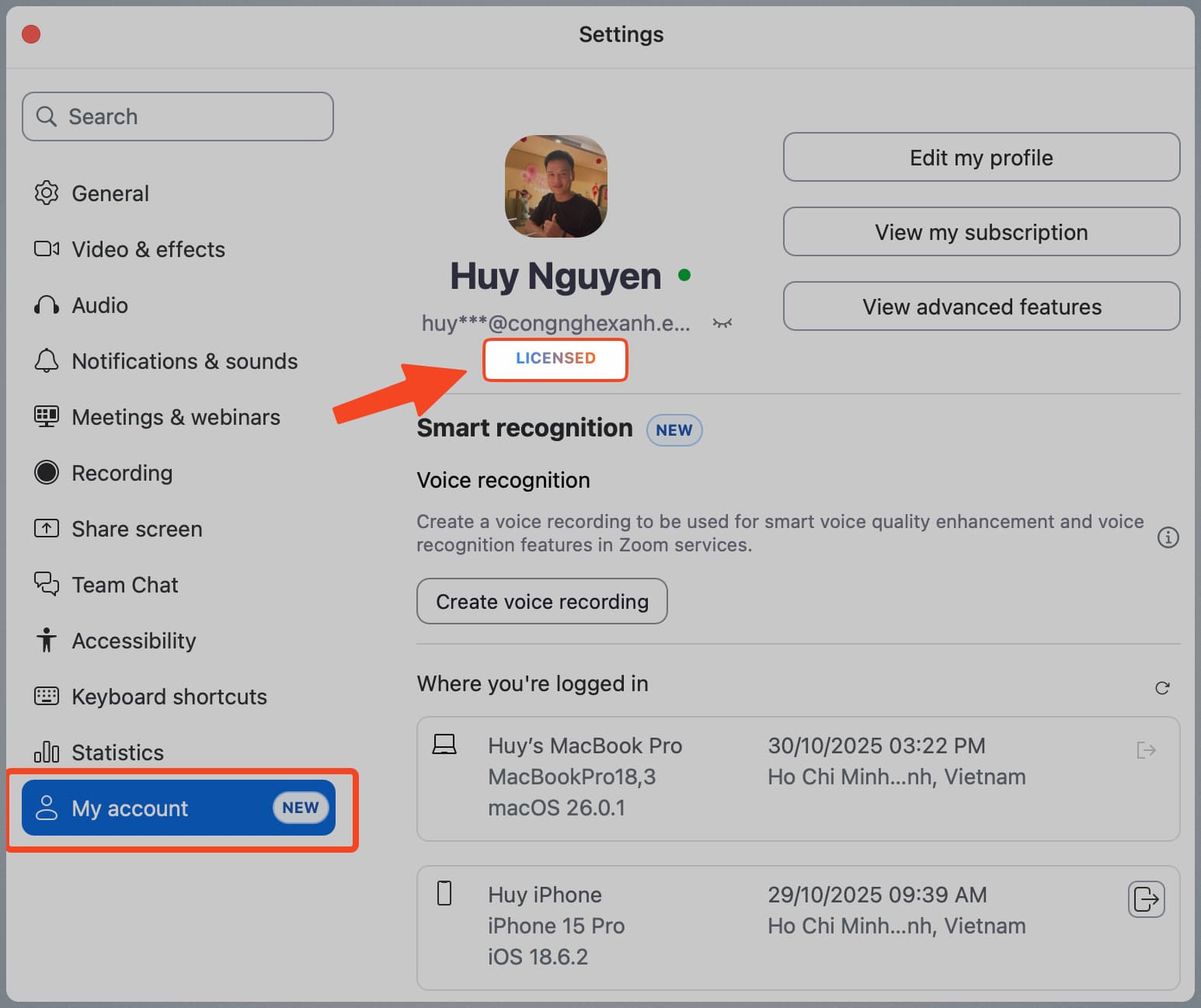 Licensed được cấp phép Zoom pro