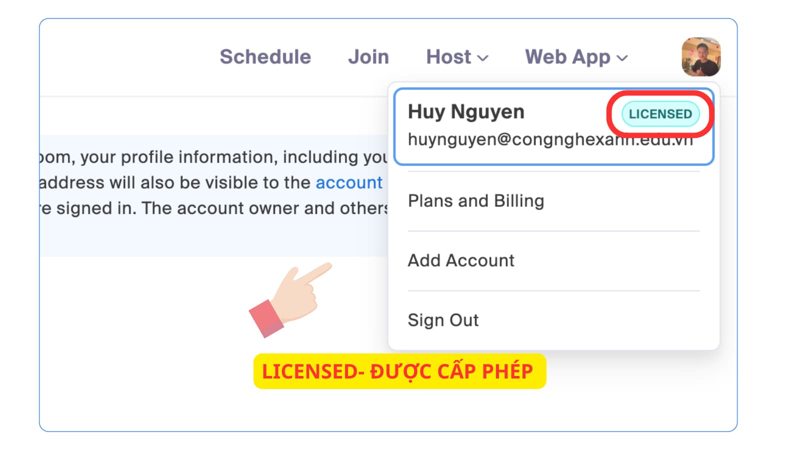 Licensed được cấp phép trên trình duyệt web