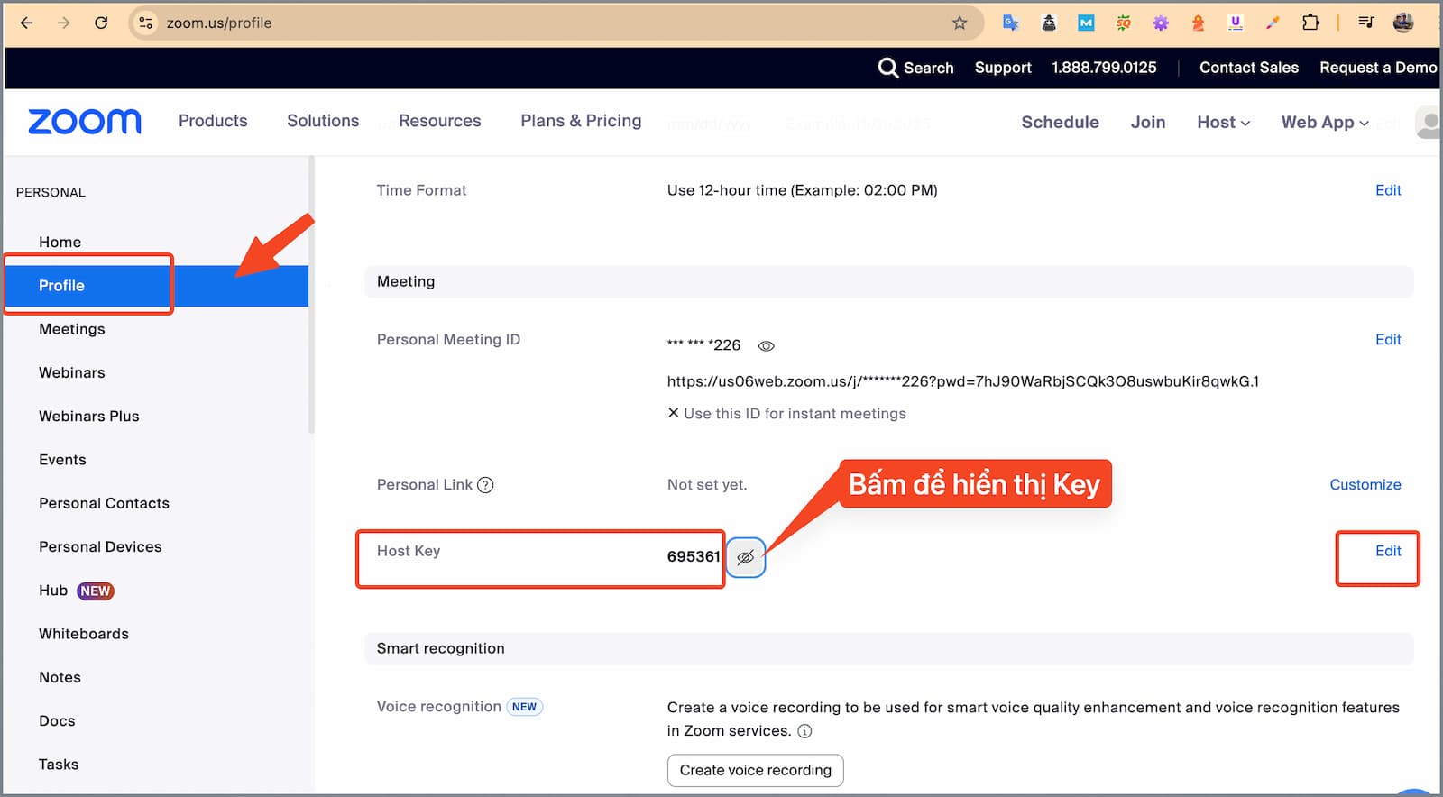 Xem host key tài khoản Zoom