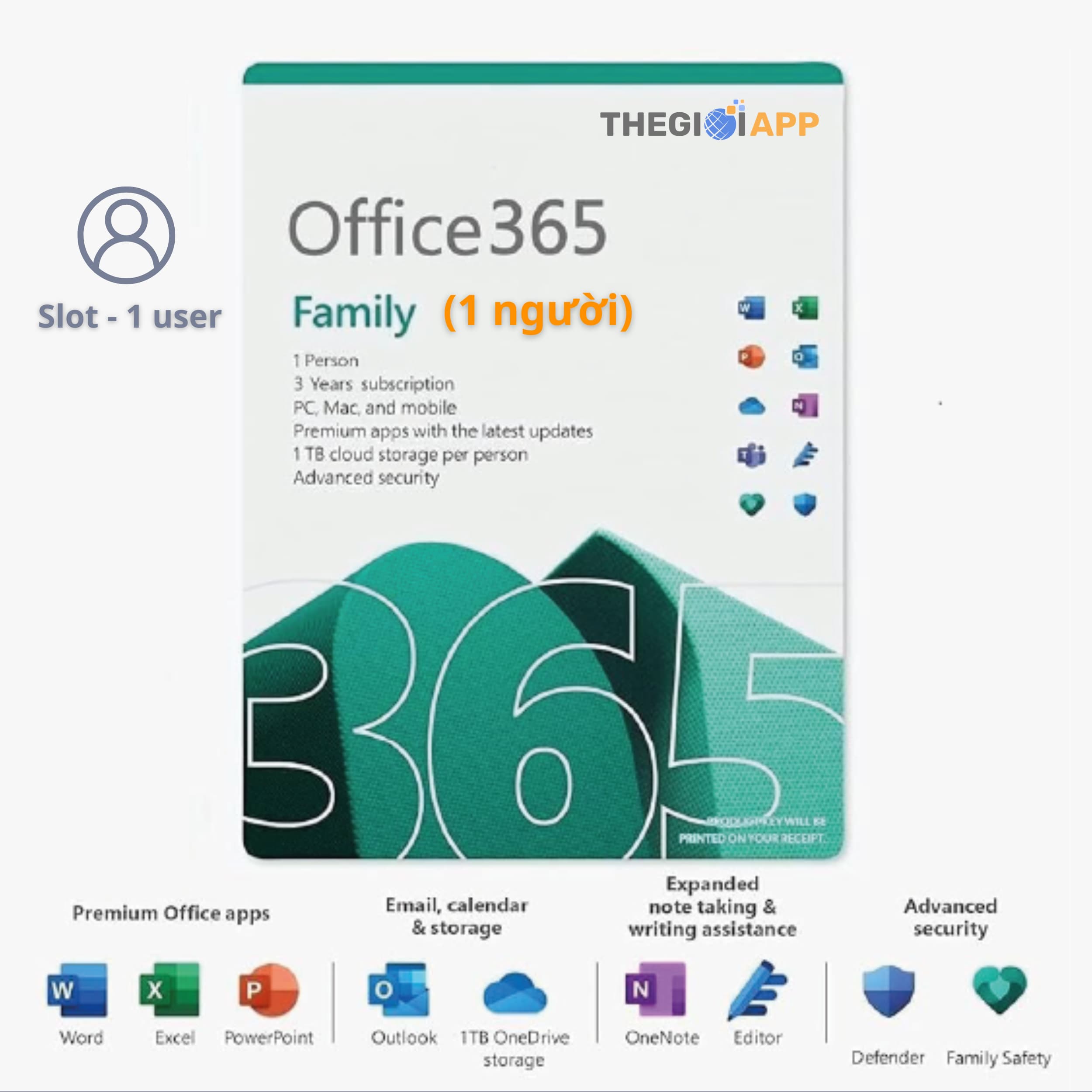 Phần mềm Microsoft 365 Family (1 người) – 12 tháng