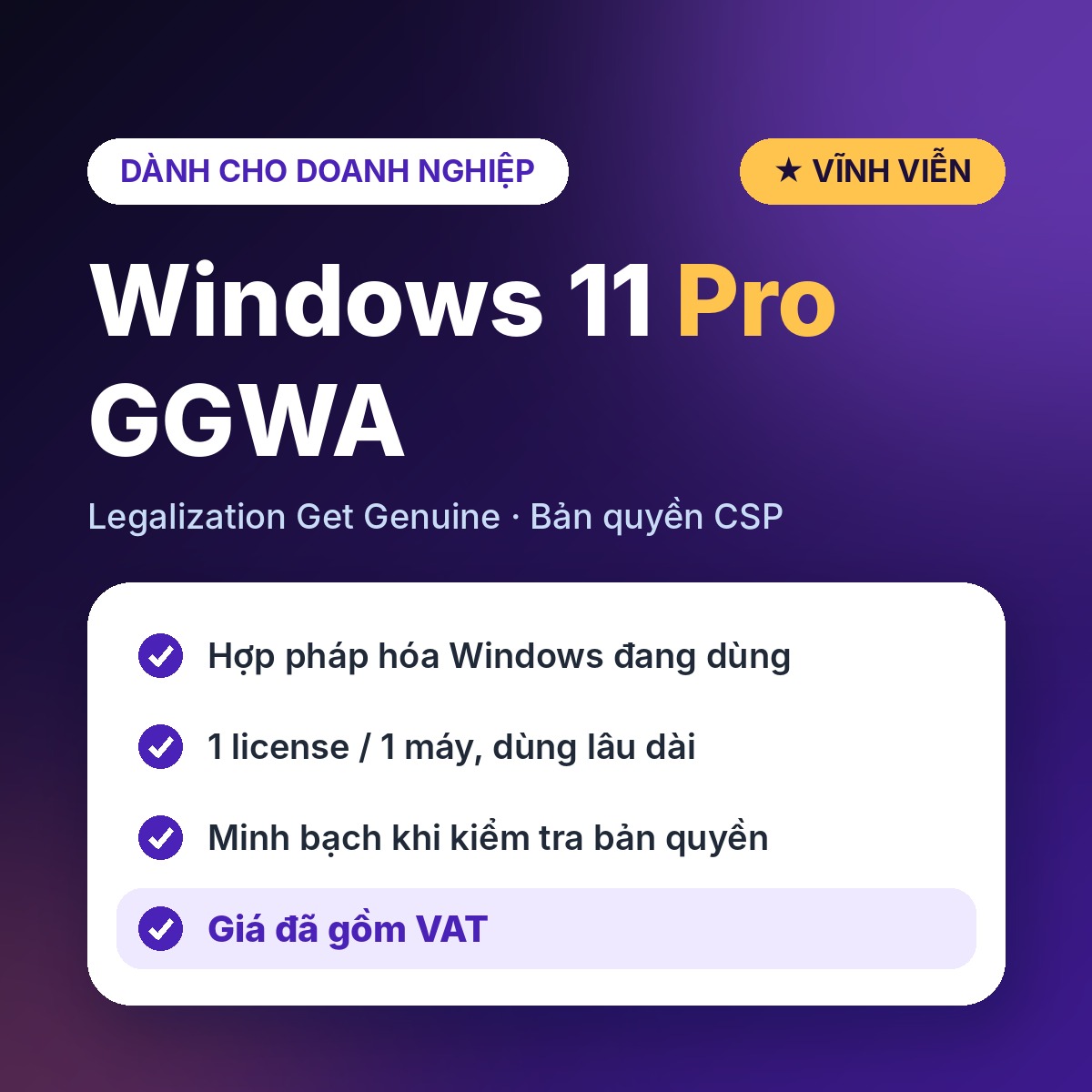 Windows 11 Pro GGWA – Legalization Get Genuine