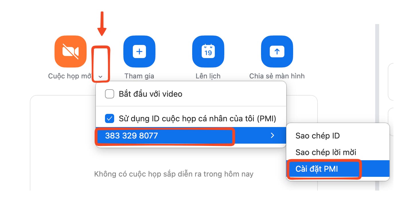 Cài đặt phòng Zoom